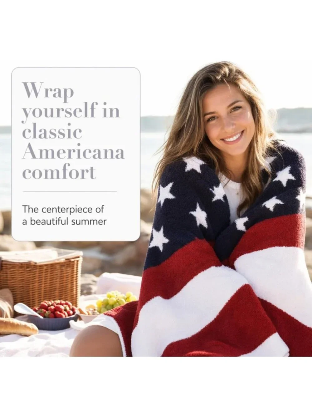 Cozy Red, White & Blue Chenille American Flag Blanket - Perfect for Patriotic